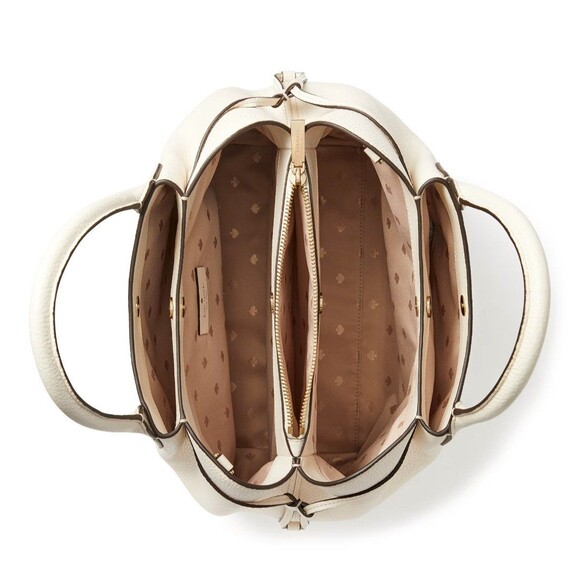 New Kate Spade Dumpling Large Satchel Pebble Leather Parchment - Picture 4 of 4